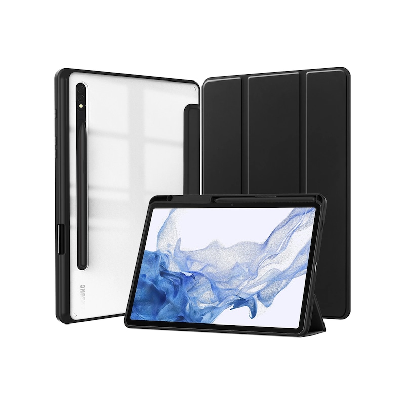 Samsung Galaxy Uyumlu Tab İçin S10 S9 Artı 12.4 İnç Kılıf Acylic Şeffaf Arka Tablet Black S10 Plus 12.4 İnch Arka Kapak Black -1