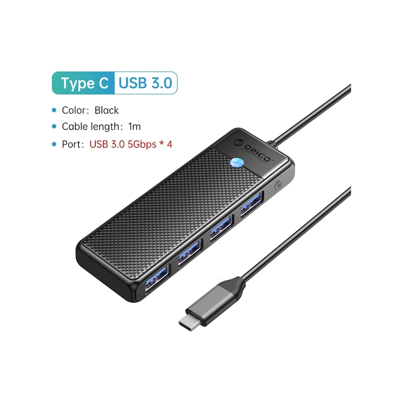 Orıco Hub Usb3.0 5 Gbps Yüksek Hızlı Usb Hub 3 0 Çoklu Bağlantı Noktası Tip C Kırmızı -1