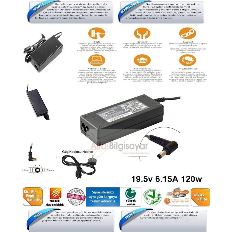 Laptopyedekparca Msi Uyumlu Ge60 2oe-293xtr Adaptör Şarj Cihazı 19.5v 6.15a 120w -1