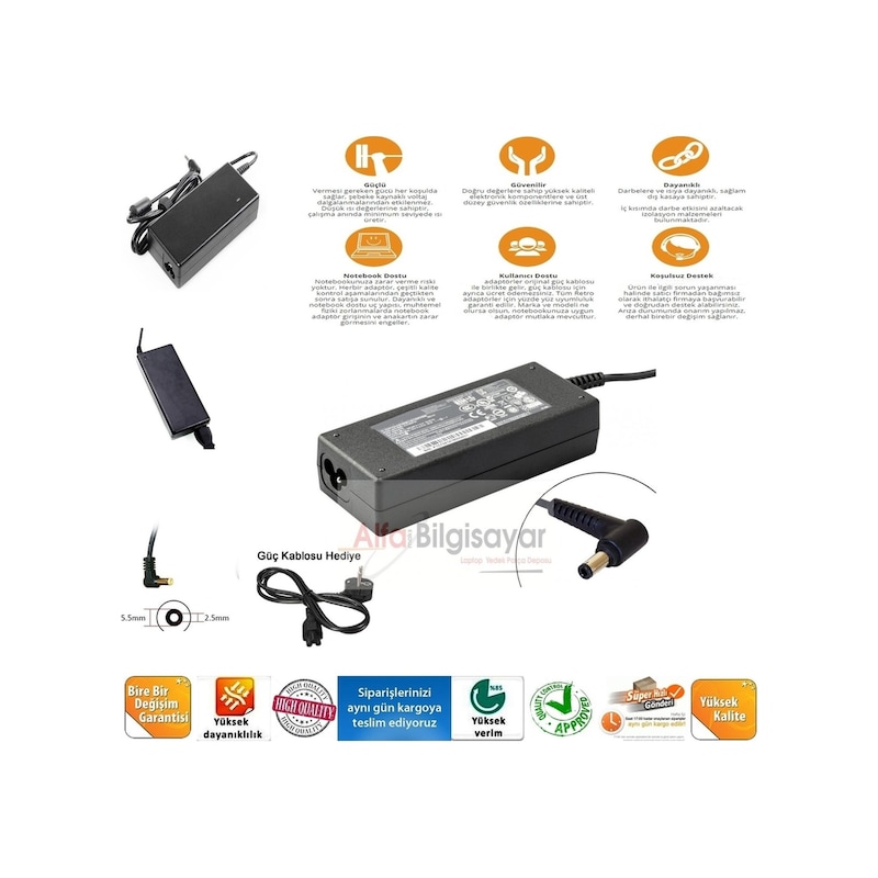 Laptopyedekparca Toshiba Uyumlu Satellıte Pro C650-1d4 Adaptör- Güçlü Güvenli Şarj Cihazı -1