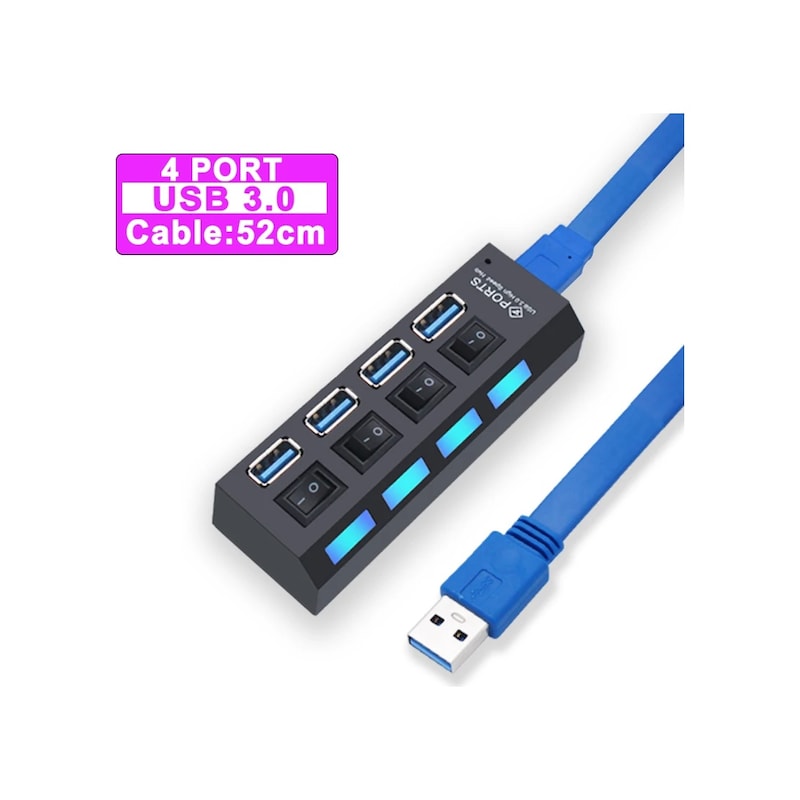 Usb Hub 3.0 Hub Usb3 Usb 2.0 Çoklu Usb Ayırıcı Güç Adaptörü 4/7 Bağlantı 3.0 Usb 4 Port -1