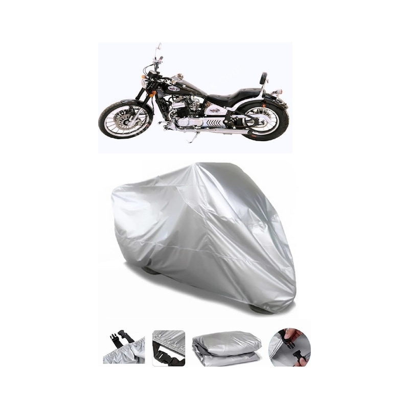Asya Ghost 350 Gri Motosiklet Brandası Premium Kalite Arka Çanta Uyumlu Değildir -1