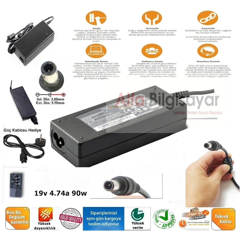 Laptopyedekparca Samsung Uyumlu Np-s3520-s01tr Adaptör Şarj Cihazı -1