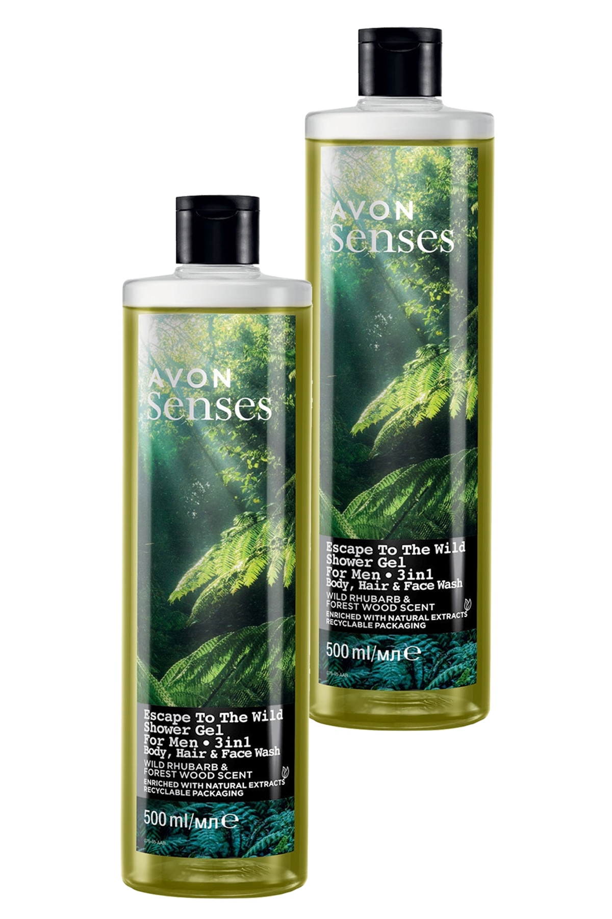 Avon Senses Escape to the Wild Saç Vücut ve Yüz için Erkek Duş Jeli 2 x 500 ML