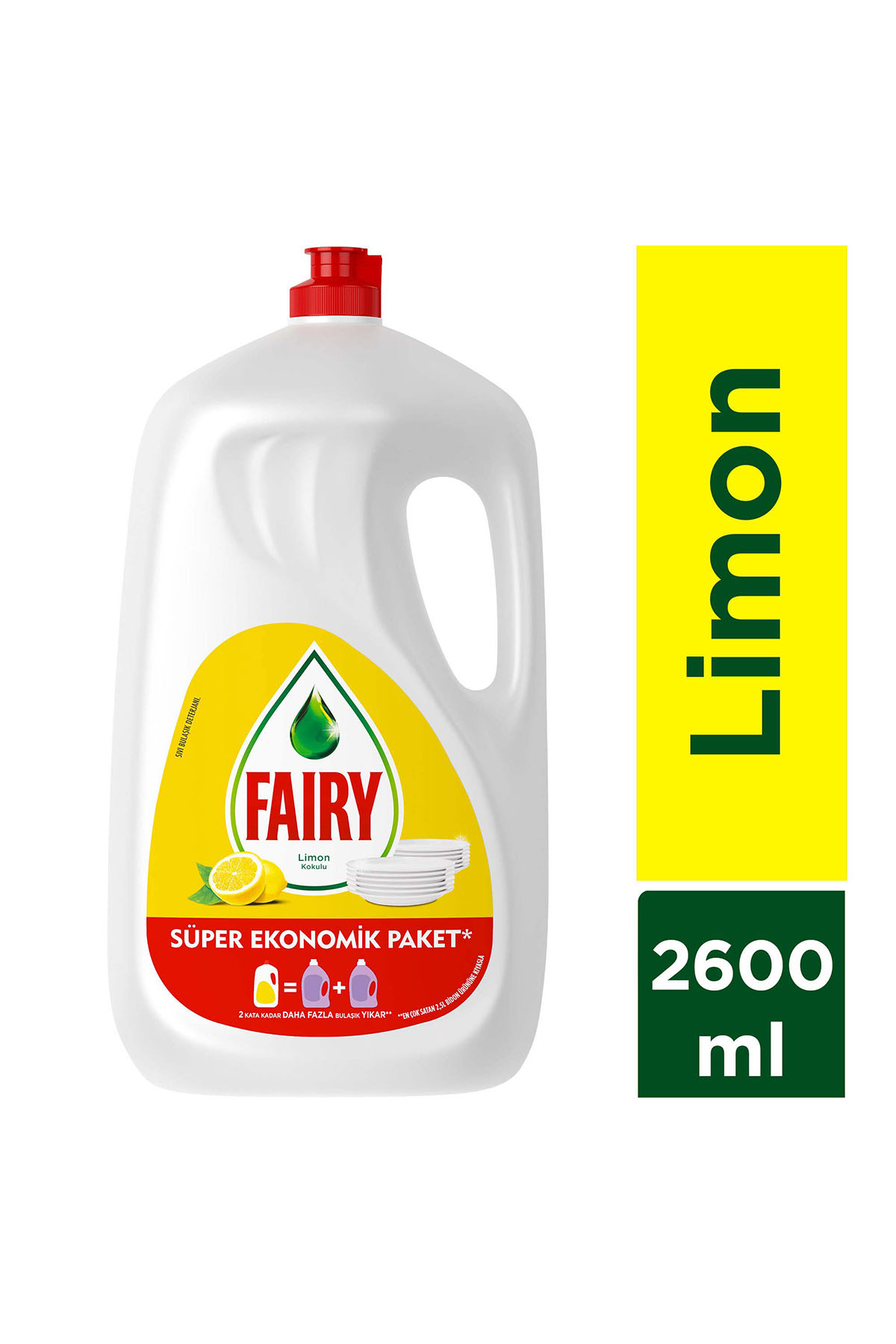 Fairy Süper Ekonomik Paket Sıvı Bulaşık Deterjanı Limon Kokulu 2600 ML