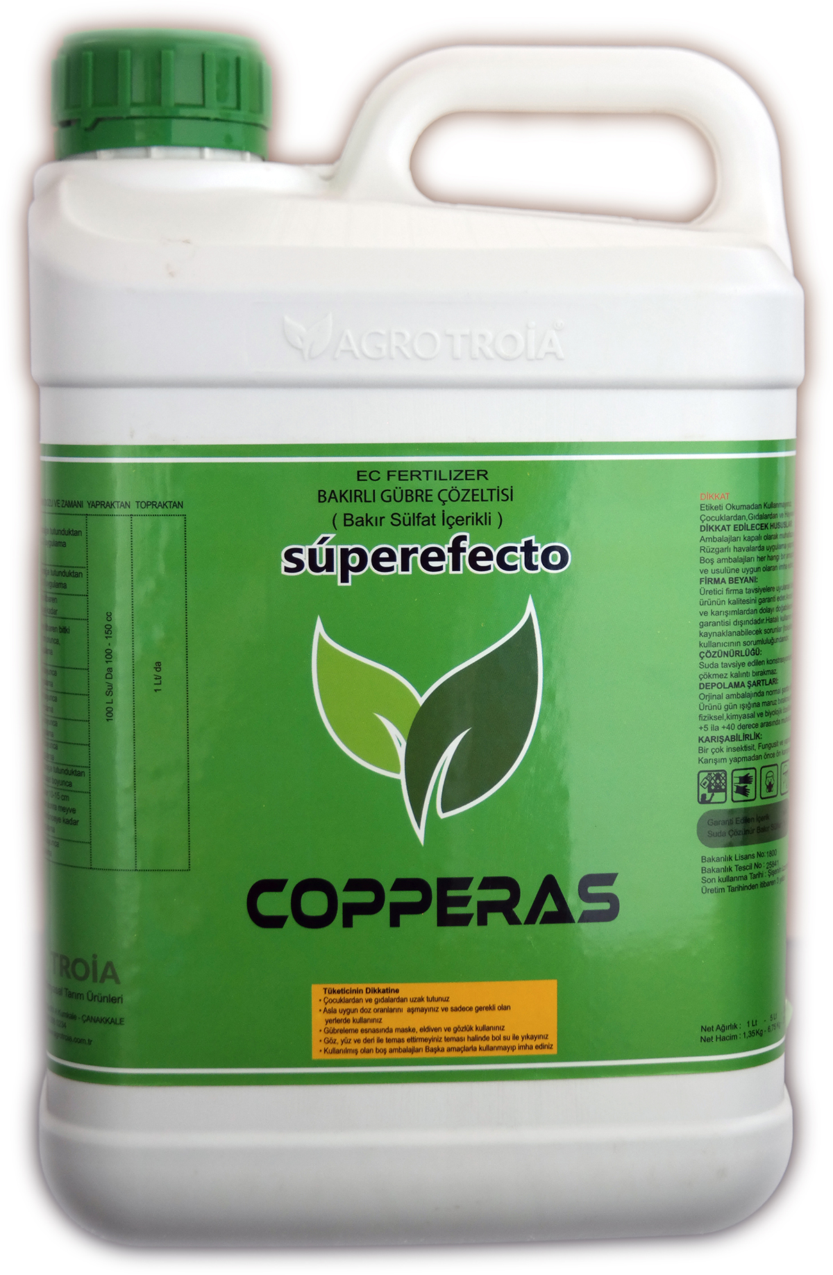 Sıvı Bakır Süperefecto Copperas 5 Litre Alınabilir Bakır 5 Litre