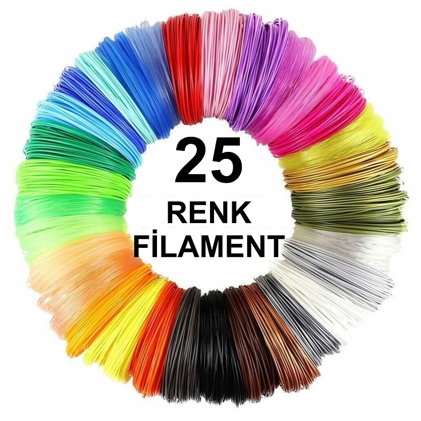3D Kalem Yazıcı için 25 renk 100 metre (25x 4 metre) PLA Filament
