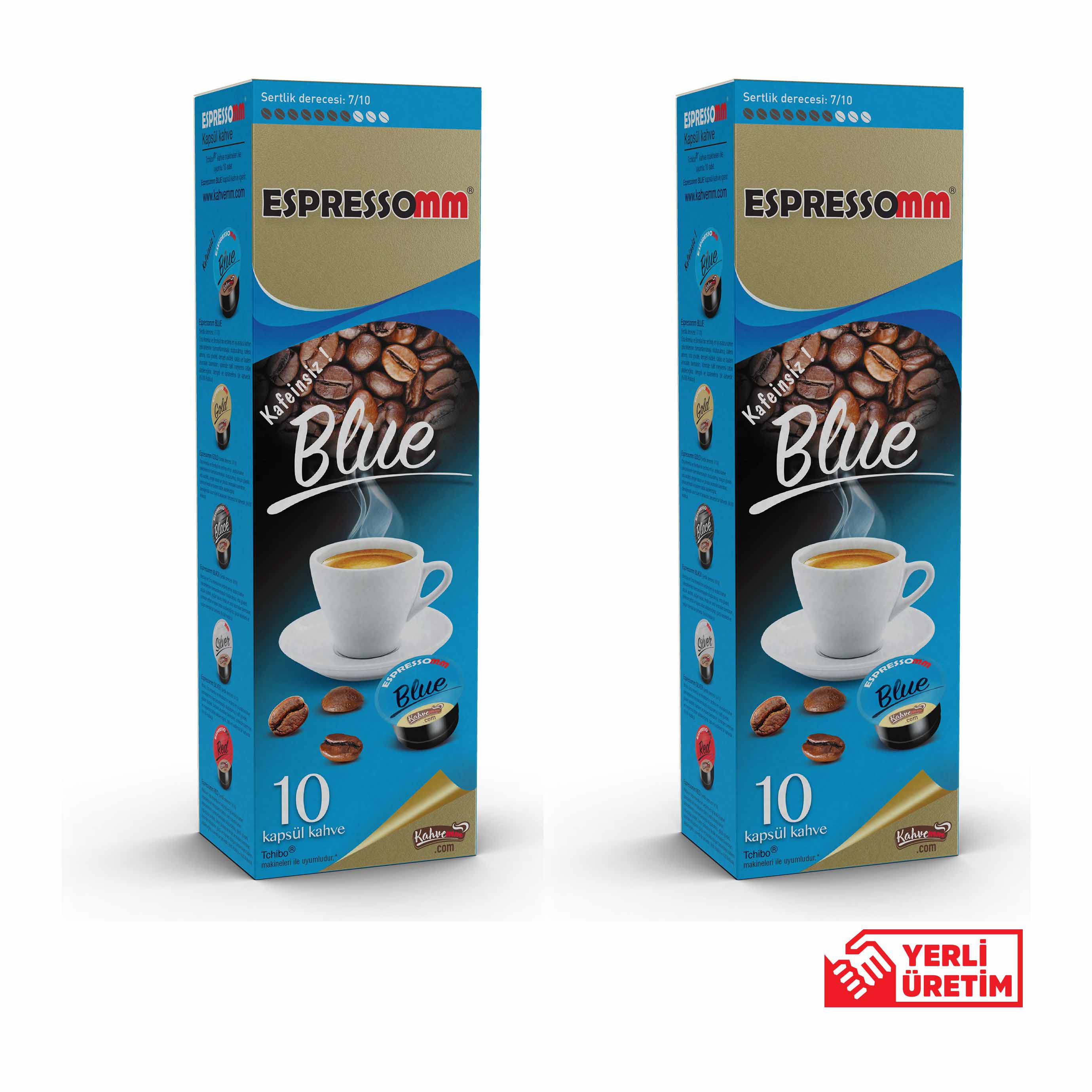 Espressomm® Tchibo Cafissimo Makineleri İle Uyumlu Blue Kafeinsiz Kapsül Kahve 2 x 10'lu