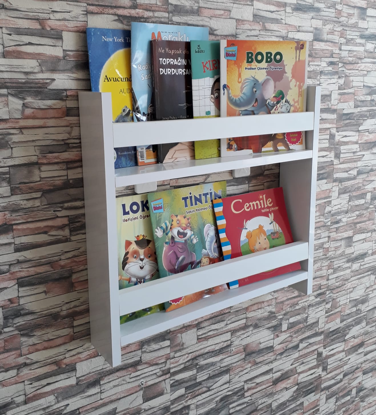 Decomira Montessori Kitaplık 2 Raflı Çocuk Odası Kitaplık