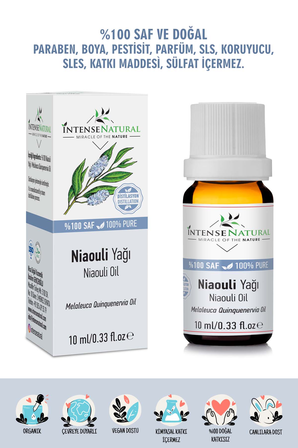 Intense Natural Saf ve Doğal Niaouli Essential Oil Nioli Uçucu Yağı 10 ML