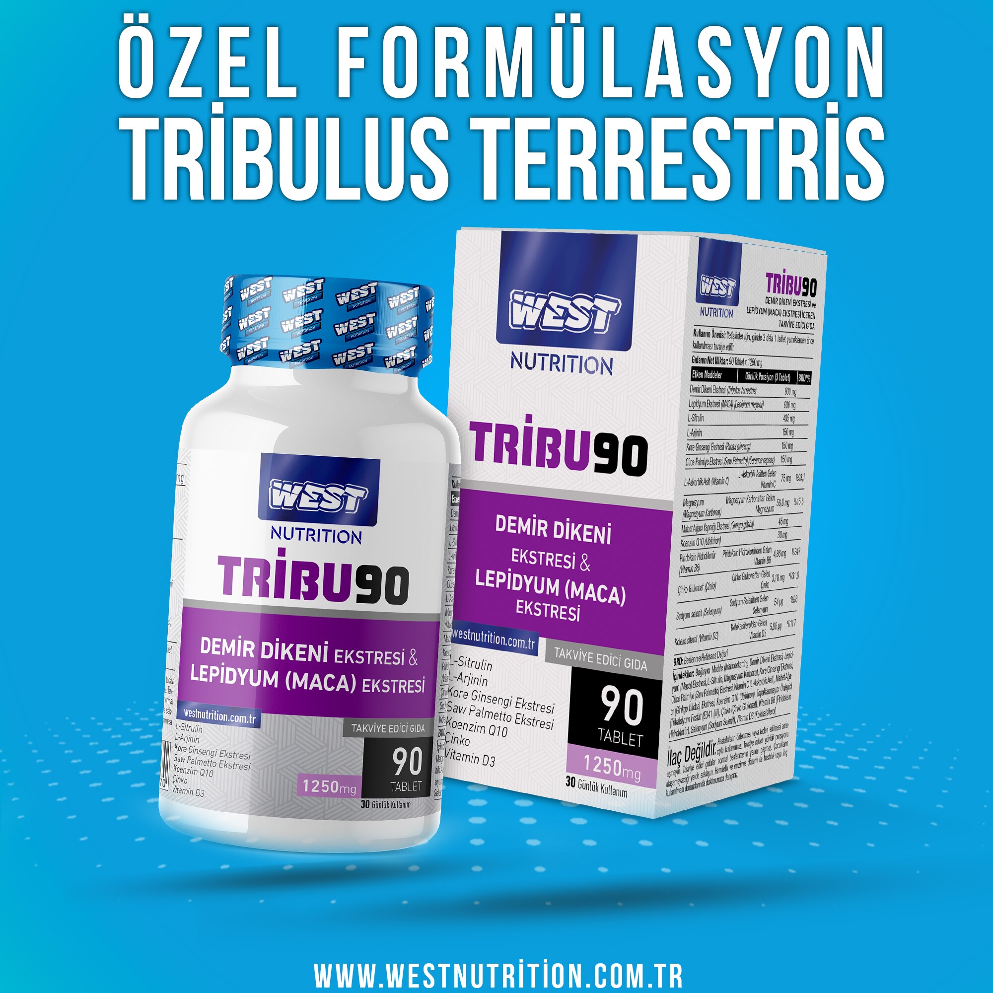 Tribu90 Erkeklere Özel Tribulus & Maca Ekstresi 90 Tablet