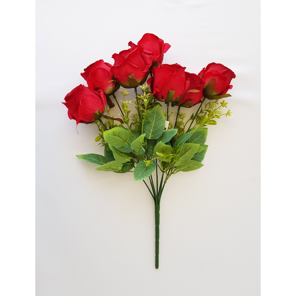 Yapay Çiçek Lüx Premium 7 Li Gül Demeti Kırmızı