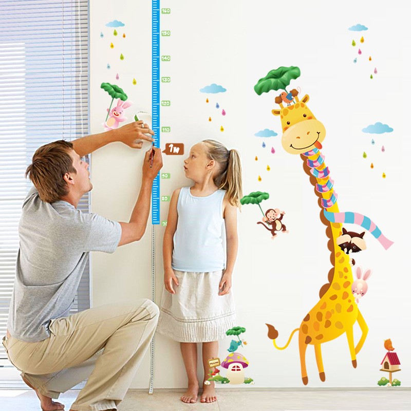Çocuk Odası Dekorasyonu Boy ve Gelişim Ölçen Zürafa Pvc Duvar Sti