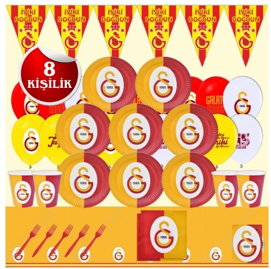 Galatasaray Cimbom Doğum Günü Parti Süsleri Seti 8 Kişilik