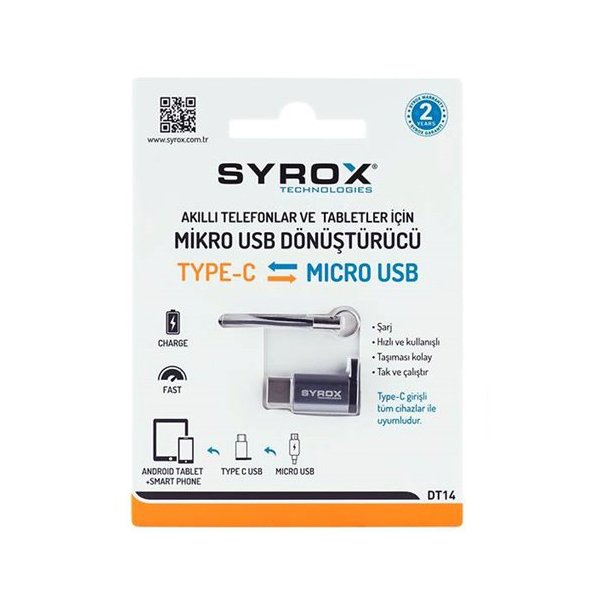 Syrox Micro Usb Den Type-C Ye Dönüştürücü Dt14