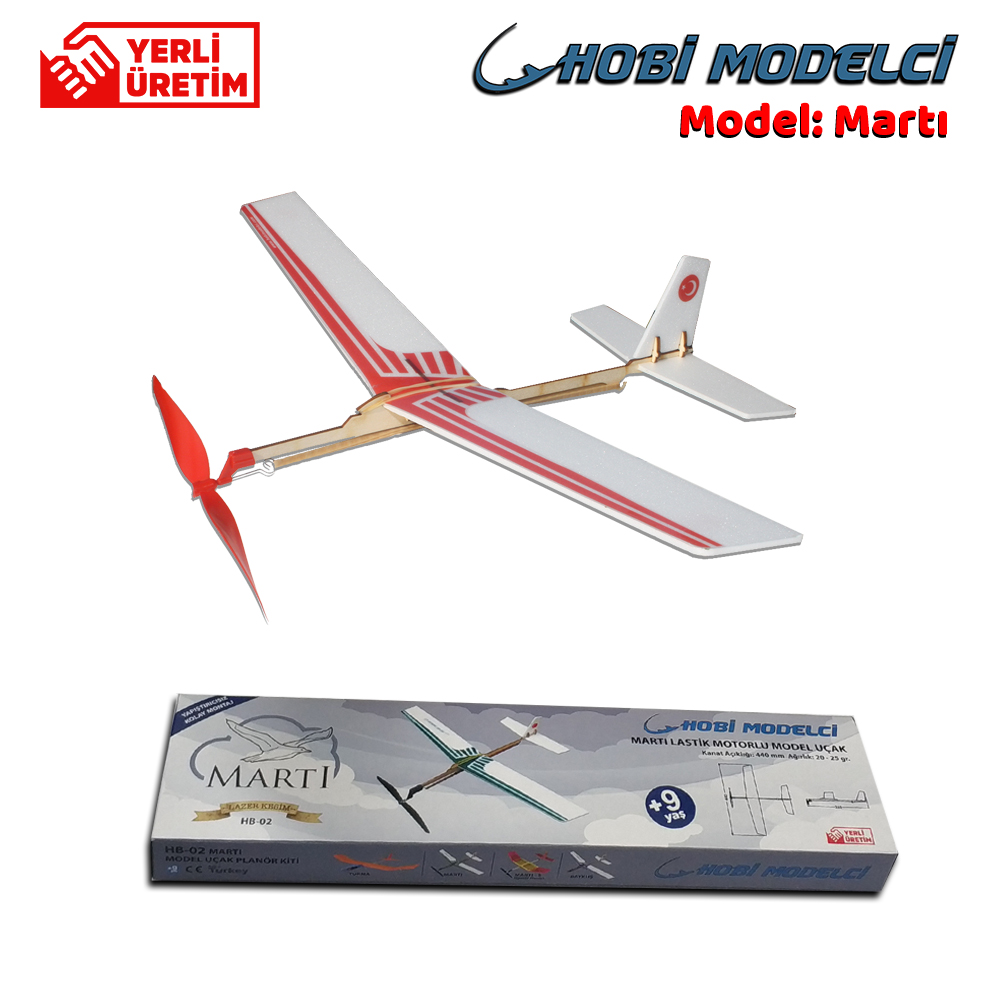 Lastik Motorlu  Model Uçak - Maket Uçak - 3D Puzzle - Martı