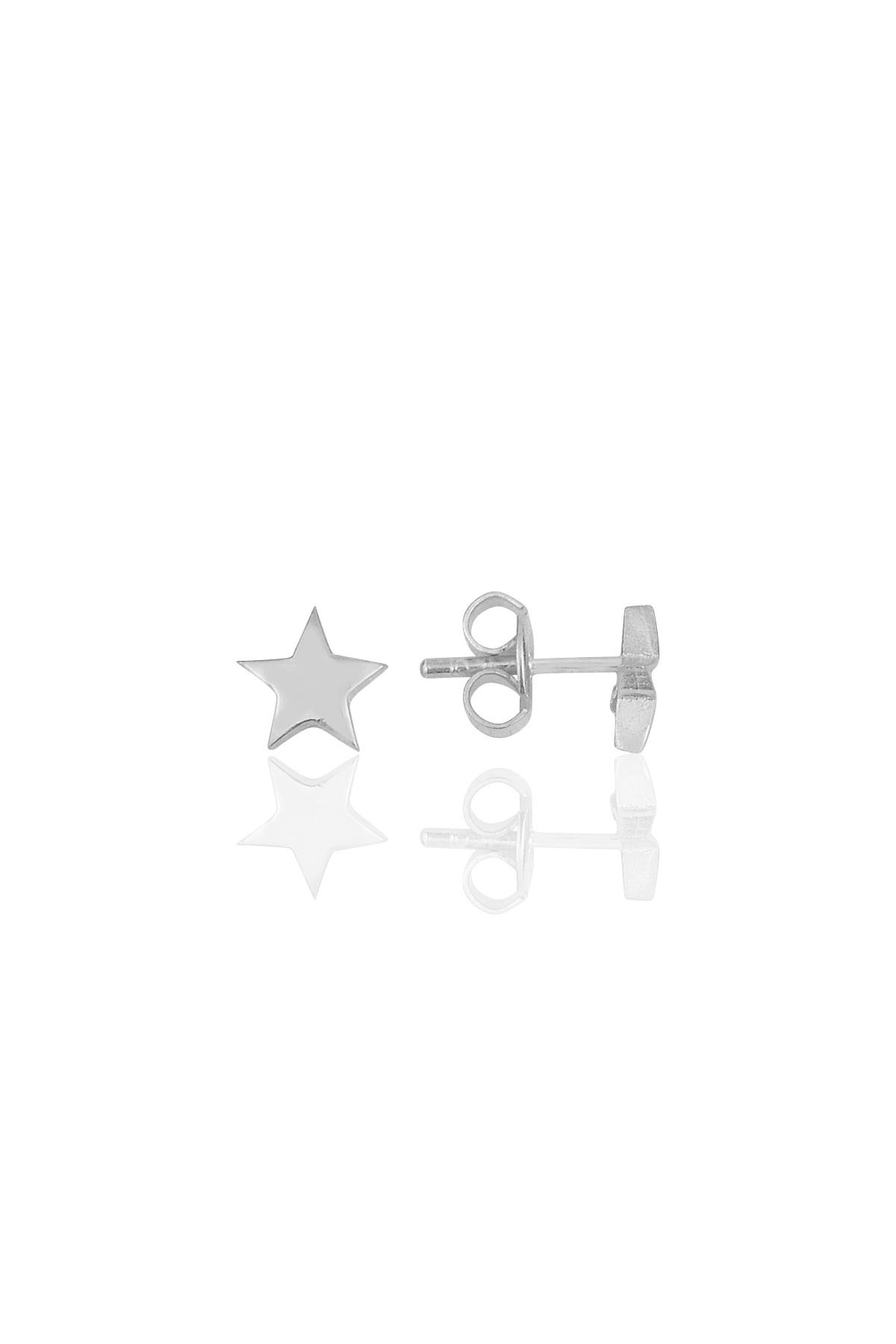Söğütlü Silver Gümüş Rodyumlu Üç Boyutlu Yıldız Küpe
