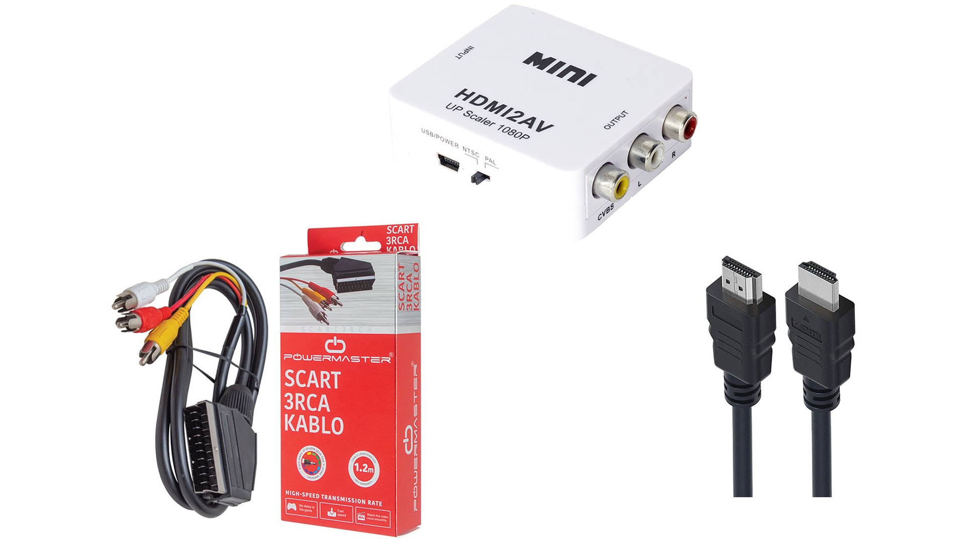 Hdmi To Scart Çevirici Dönüştürücü - Rca Scart Kablo+ Hdmi Kablo