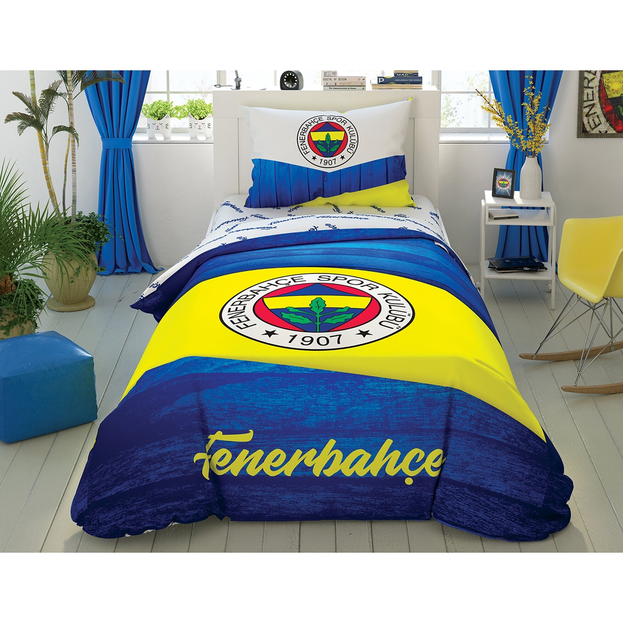 Taç Lisanslı Fenerbahçe Wooden Logo Nevresim Takımı