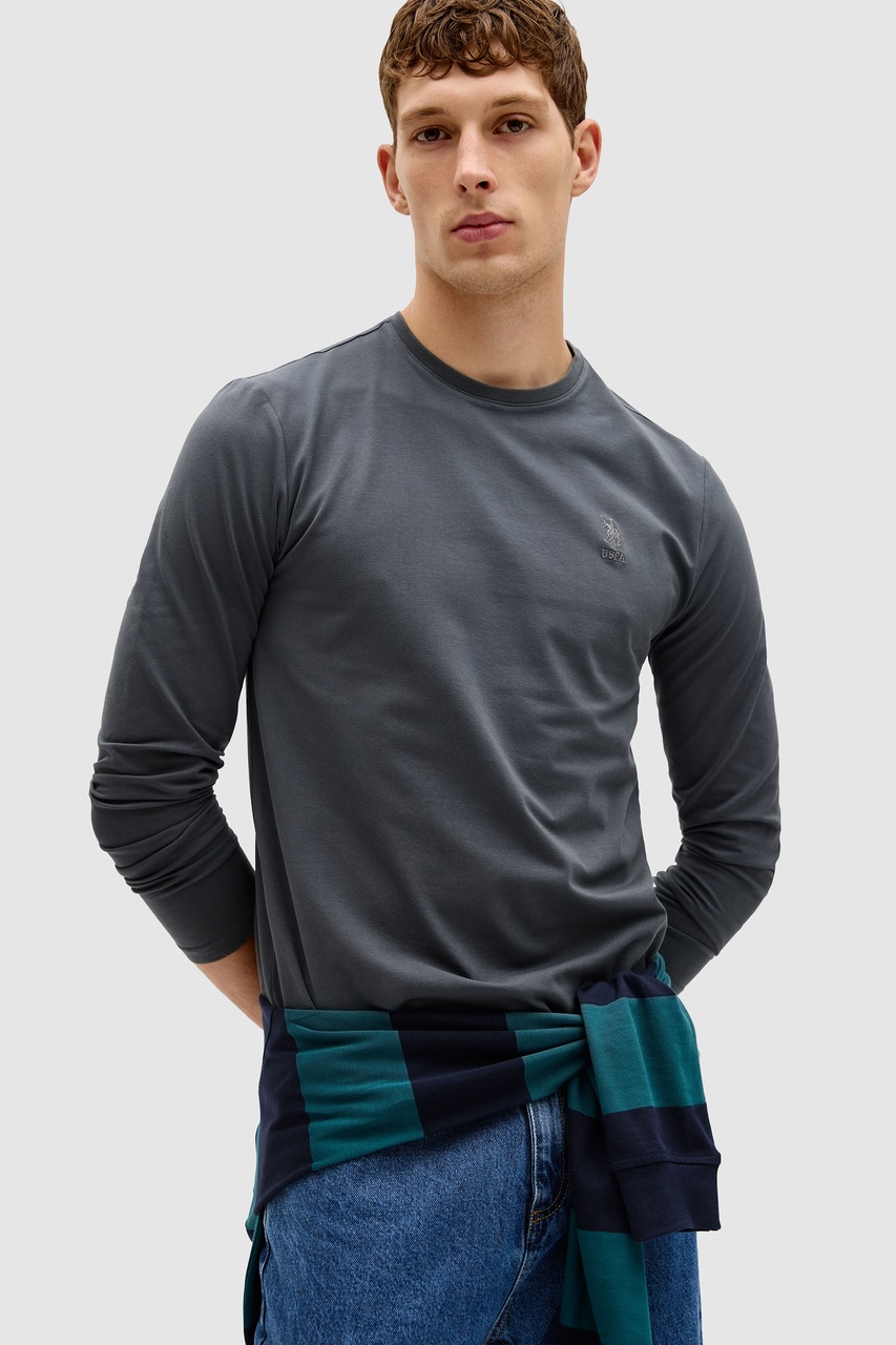U.S. Polo Assn. Erkek Gri Bisiklet Yaka Slim Fit Basic Sweatshirt 50329385-vr076 Sıs ürün görseli