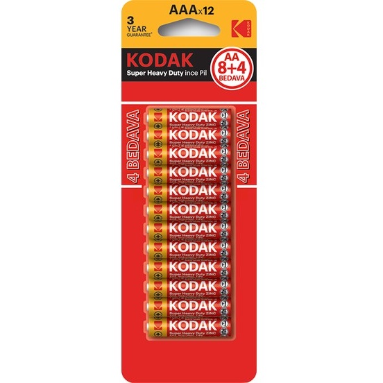 Kodak Super Heavy Duty Blisterli Çinko Karbon AAA İnce Kalem Pil 12'li