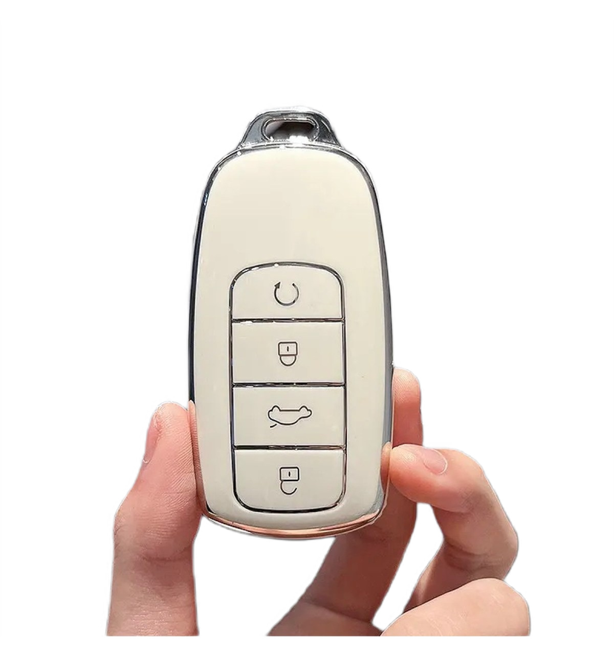 Chery Tiggo 8 Pro Uyumlu Anahtar Koruma Kılıfı Beyaz Gümüş