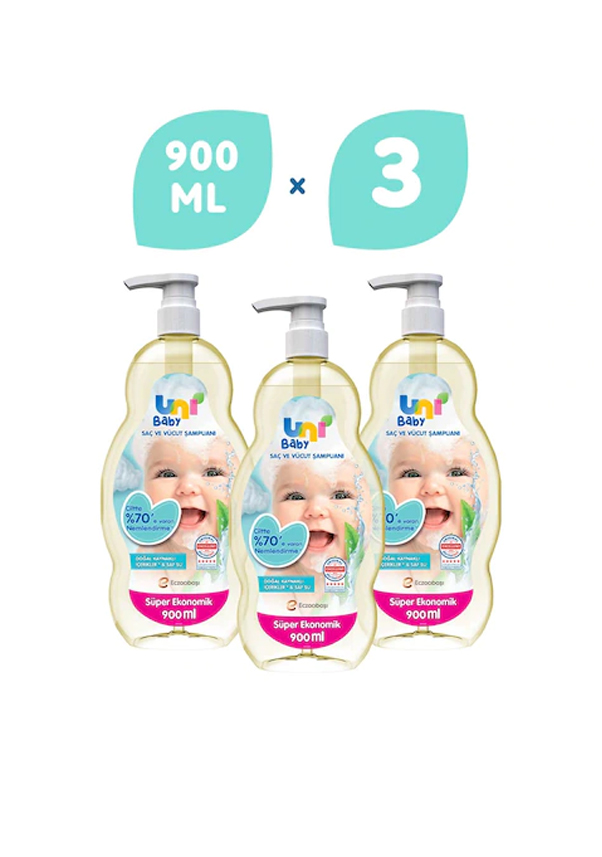 Uni Baby Bebek Saç ve Vücut Şampuanı 3 x 900 ML