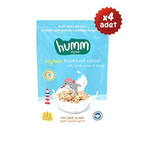 Humm Organic Organik Tam Tahıllı & Ballı Kahvaltılık Gevrek 4 x 80 G