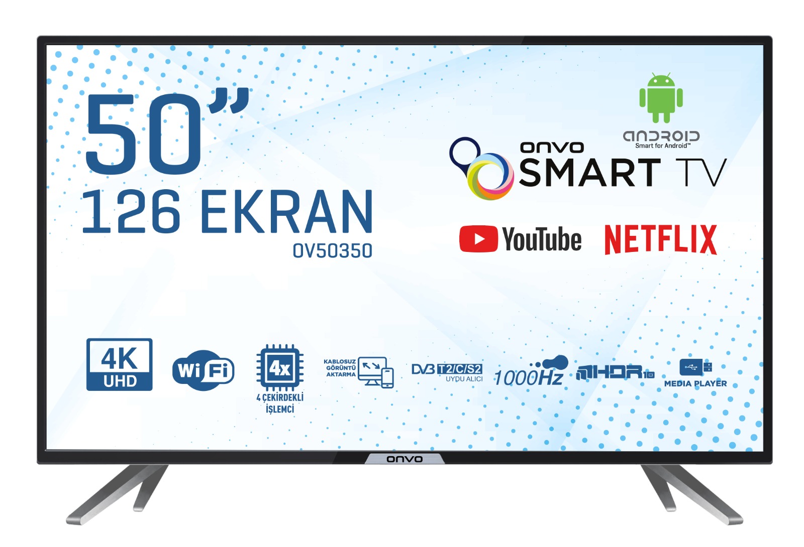 Onvo OV50350 50" 4K Ultra HD Android Smart LED TV