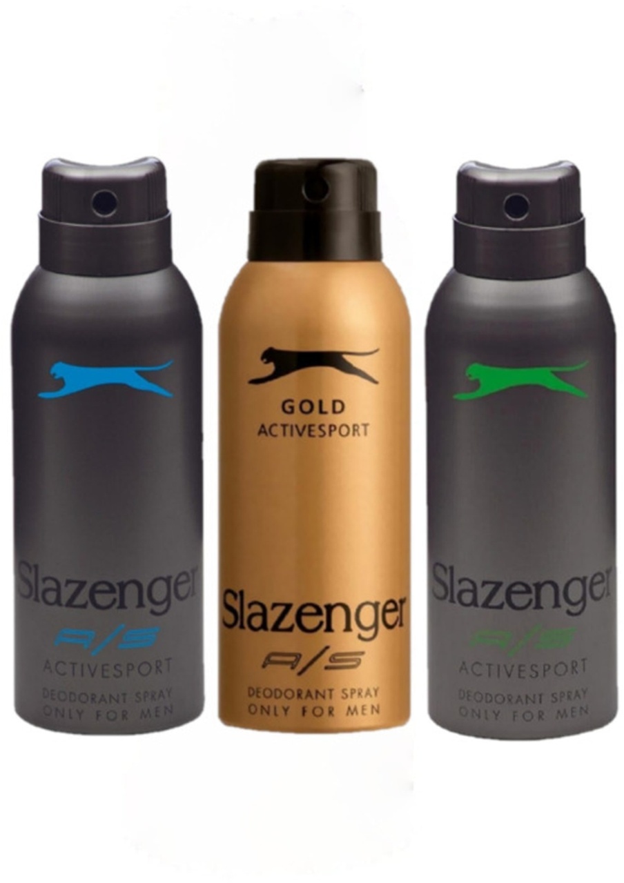Slazenger Active Sport Gold + Mavi + Yeşil Erkek Sprey Deodorant 3 x 150 ML