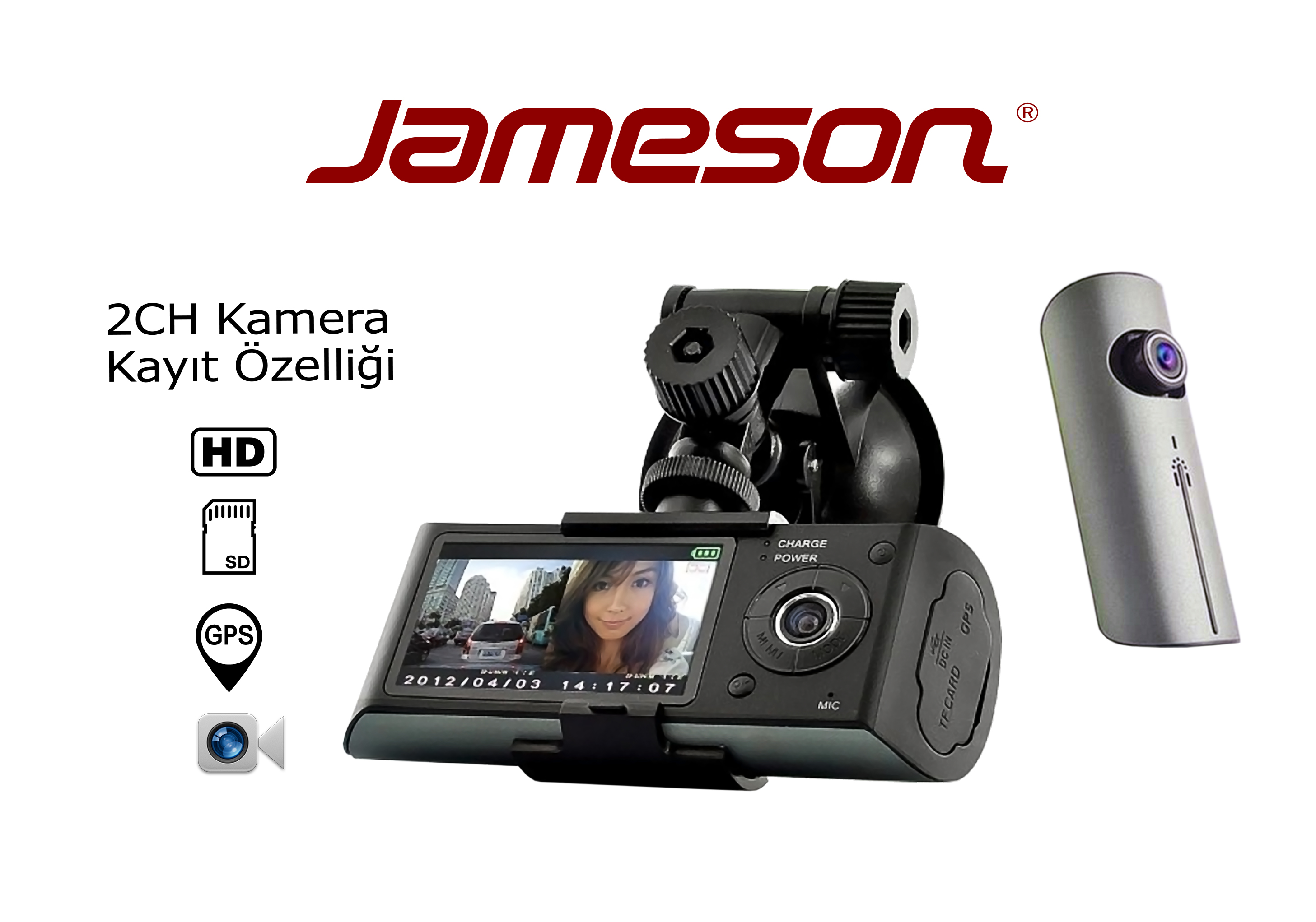 Araç İçi Kamera Jameson Js-27 Çift Taraflı Kayıt Özellikli