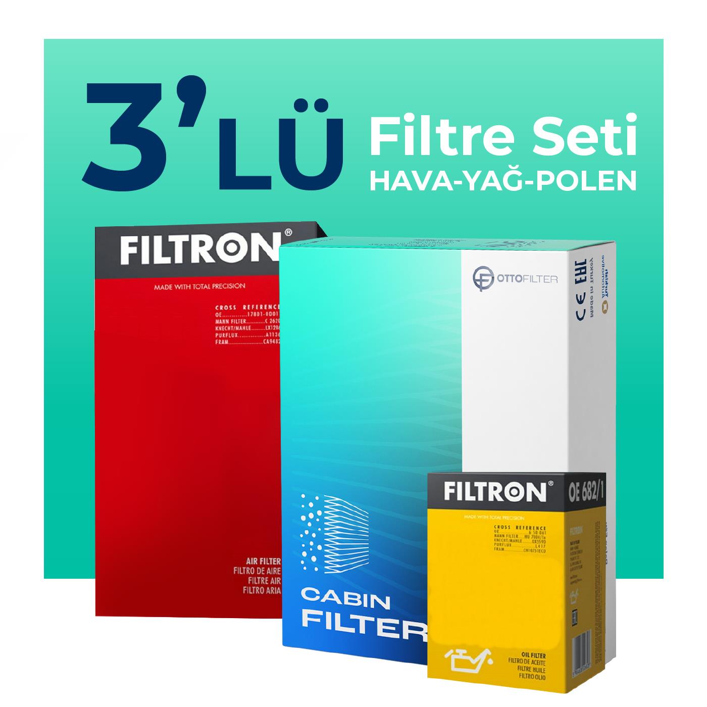 Filtron HONDA JAZZ 1.4 Benzin Filtre Bakım Seti (2005-2008) 3 lü