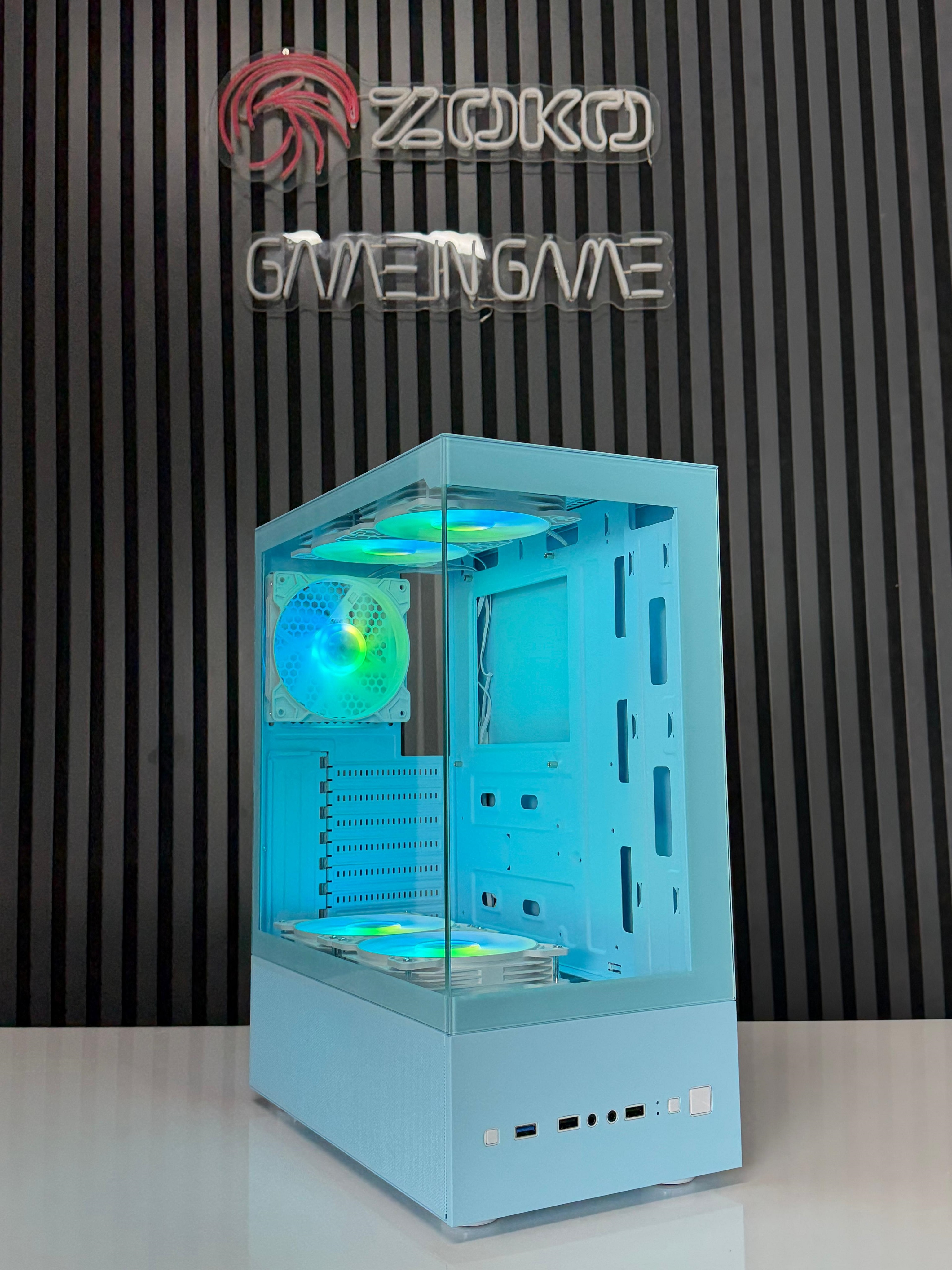 Zoko Smıle Mavi 5x12cm Argb Fanlı Temper Camlı Atx Gaming Kasa