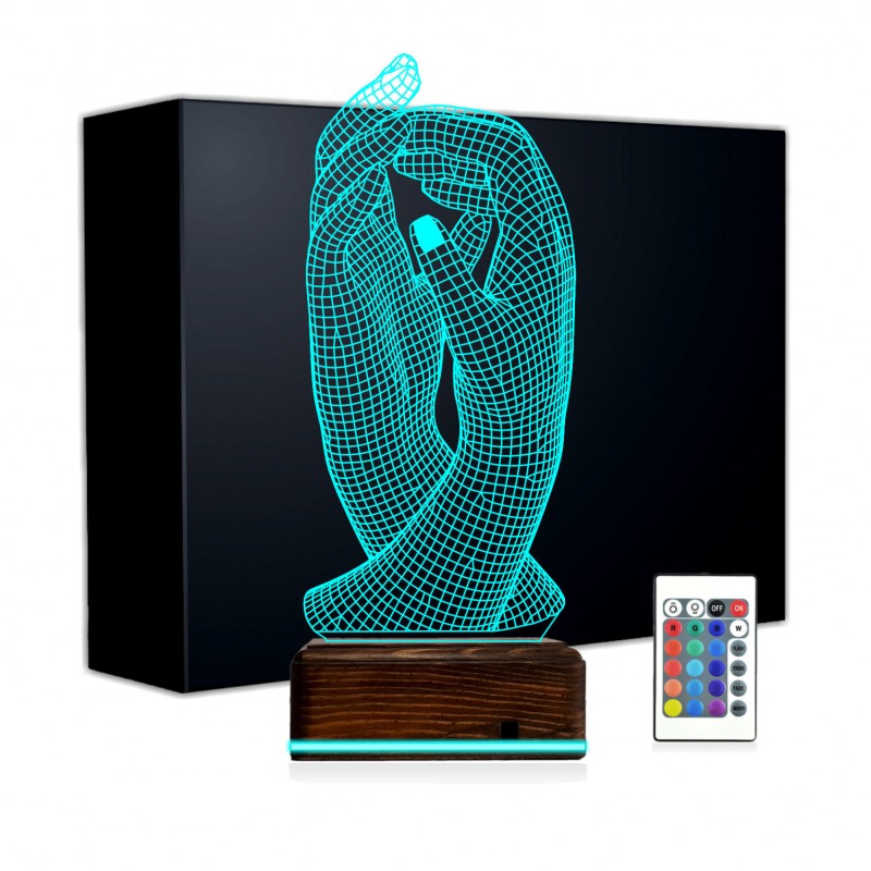 Negelsin 3D Lamba Kumandalı 16 Renk Sevgiliye Hediye Aşk Elele