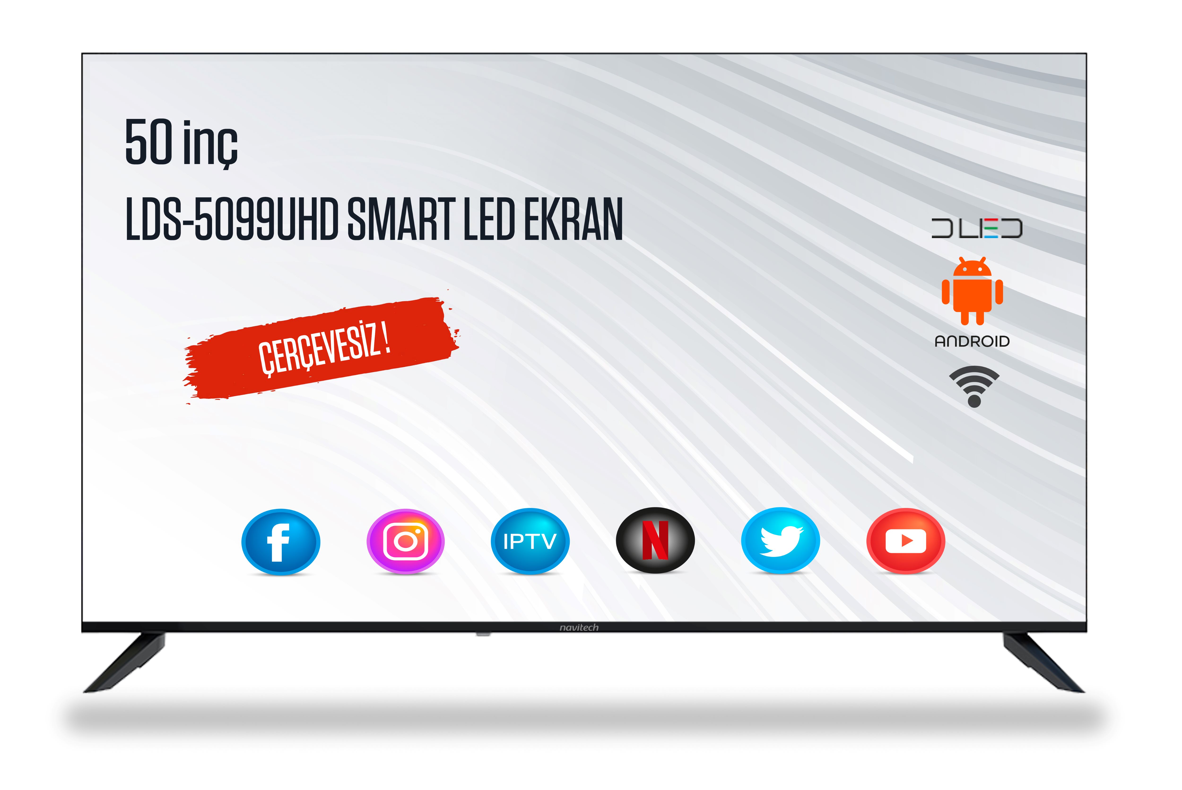 Navitech LDS-5099UHD 50" Frameless 4K Ultra HD Android Smart LED Ekran