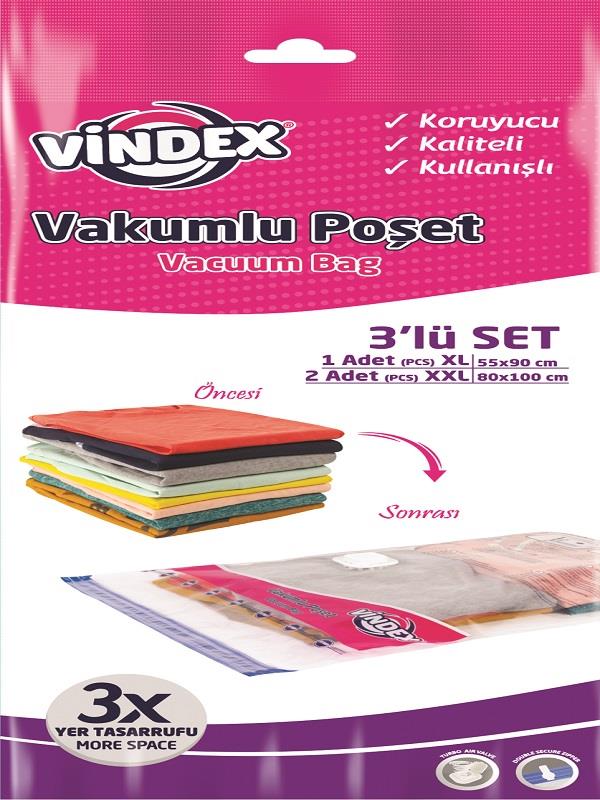 VİNDEX 3'LÜ SET VAKUMLU POŞET 1-XL/2-XXL BOY