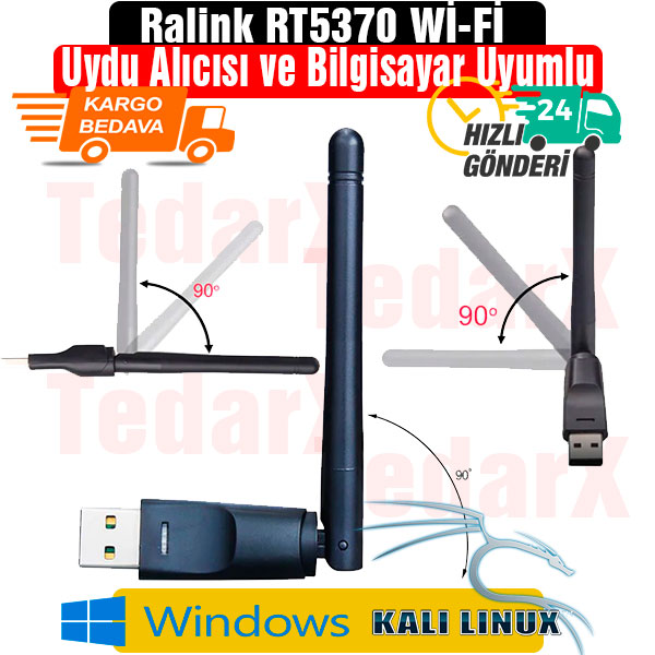 Ralink 5370 Chip 2.4 Ghz Wi-Fi Adaptör Kali Linux Uyumlu.