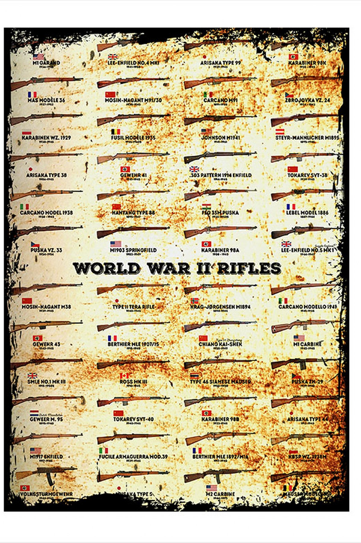 Ekart 2.Dünya Savaşı Silahları Modern Ahşap Tablo