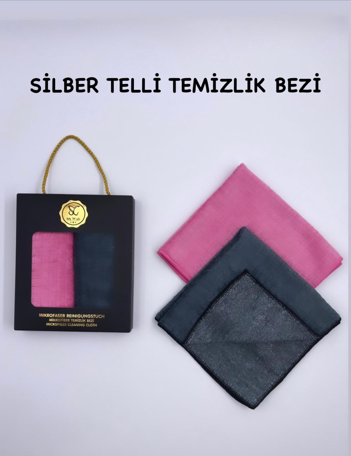 Ms Wish Şeyma Çetin Silber Telli Temizlik Bezi S Pembe - Gri 2'li 42 x 68 CM
