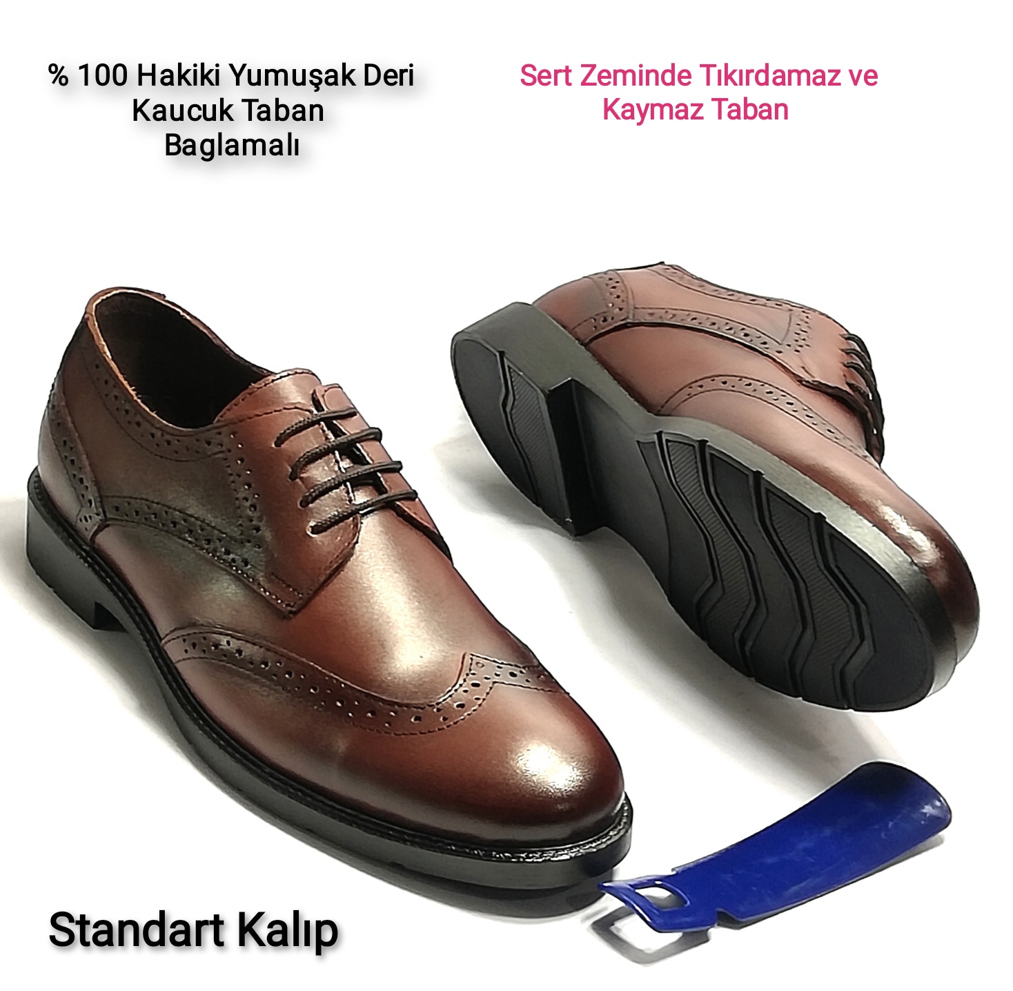Özbek Kahverengi Hakiki Deri Günlük Ve Ofis İçin Klasik Ayakkabı