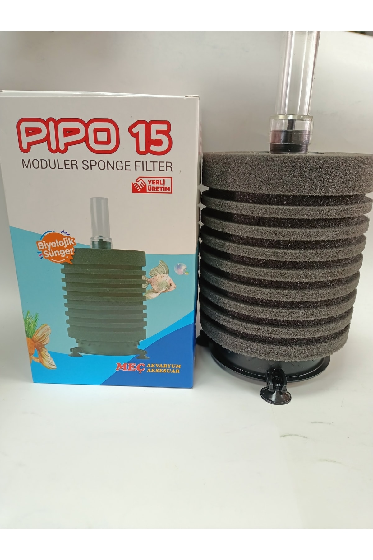 Pipo15 Biyolojik Süngerli Akvaryum Pipo Filtre 12x25Cm