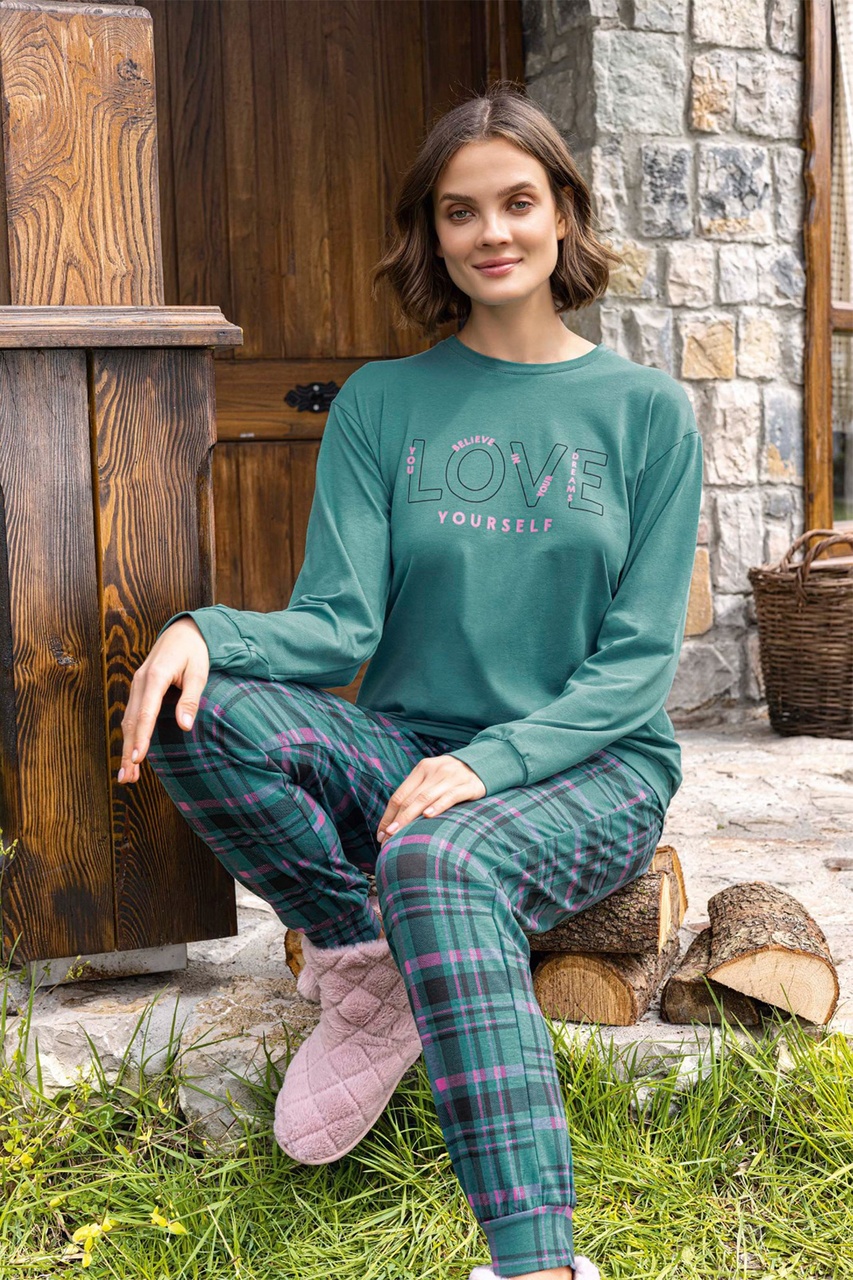 Aydoğan Kadın Sezin O Yaka Spor Deniz Yeşili Pijama Takımı 15022 001