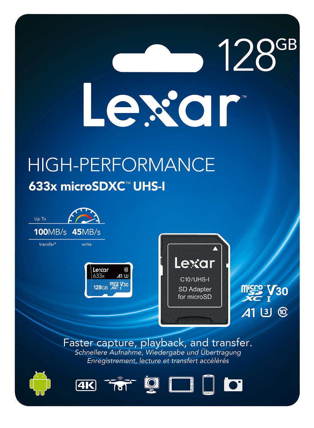 Lexar High Performance 633X 128GB MicroSDXC Class 10 UHS-I Hafıza Kartı + Adaptör