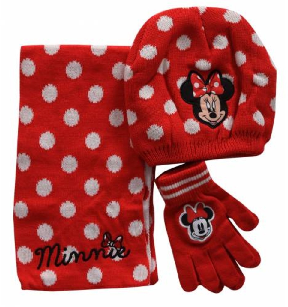 Disney Minnie Mouse Kırmızı Atkı,Bere,Eldiven (3-6 Yaş)