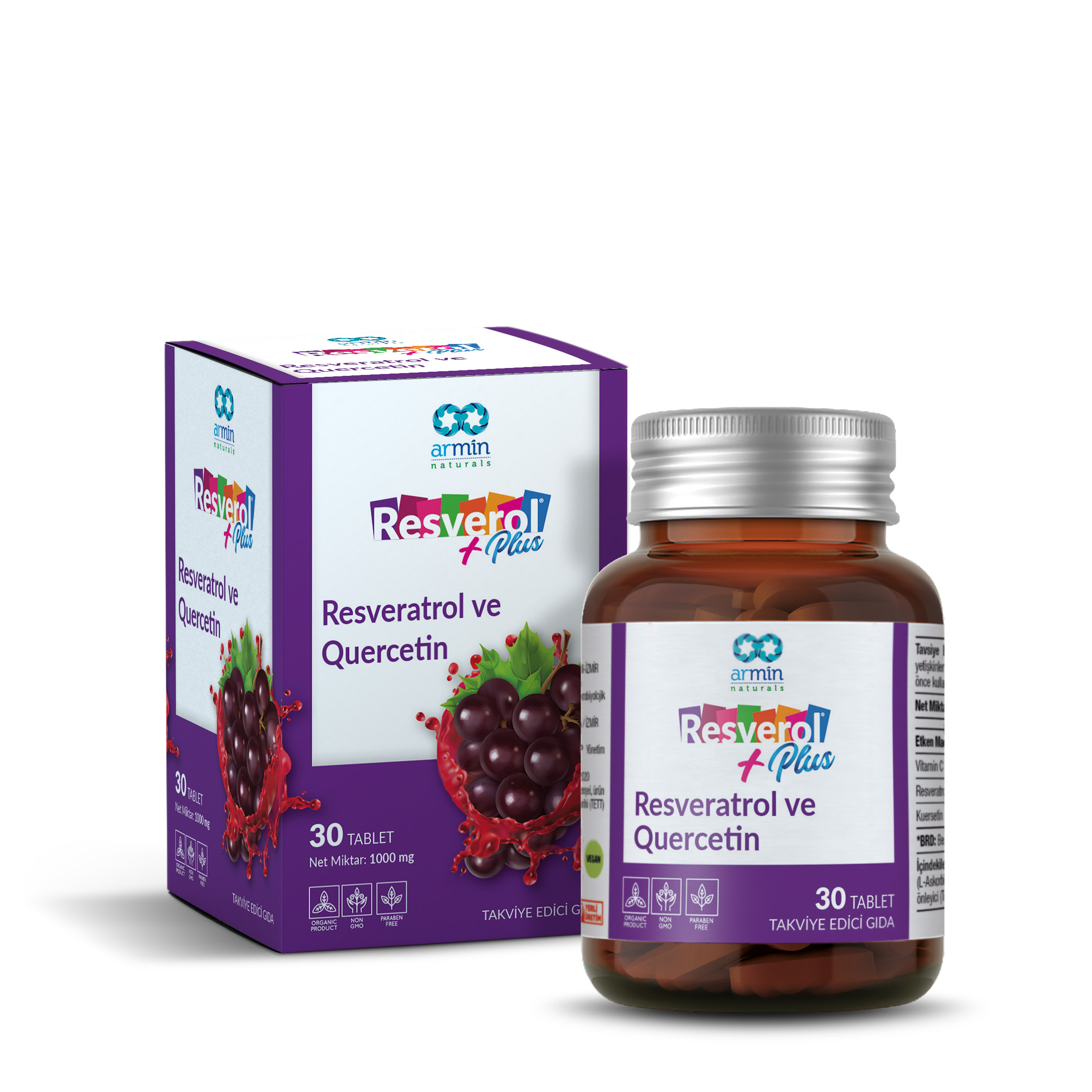 Resverol Plus Resveratrol ve Quercetin Takviye Edici Gıda 30 Tablet