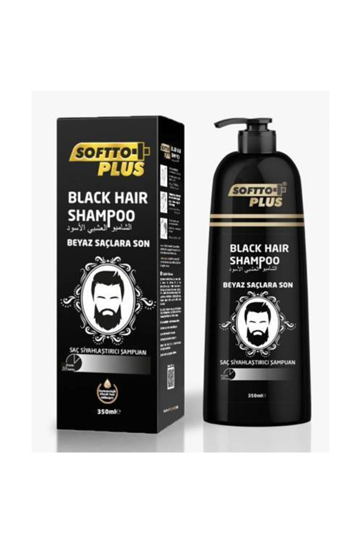 Softto Plus Black Hair Saç Siyahlatıcı Şampuan Pompalı 350 ML