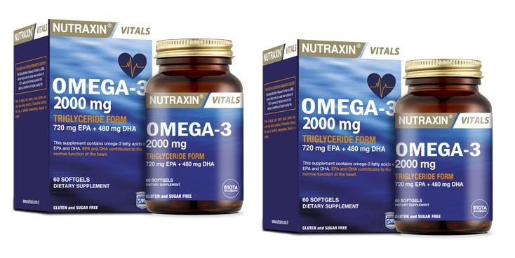 Nutraxin Omega 3 Balık Yağı Omega 3 2000 Mg 60 Softgel Kapsül 2 Adet