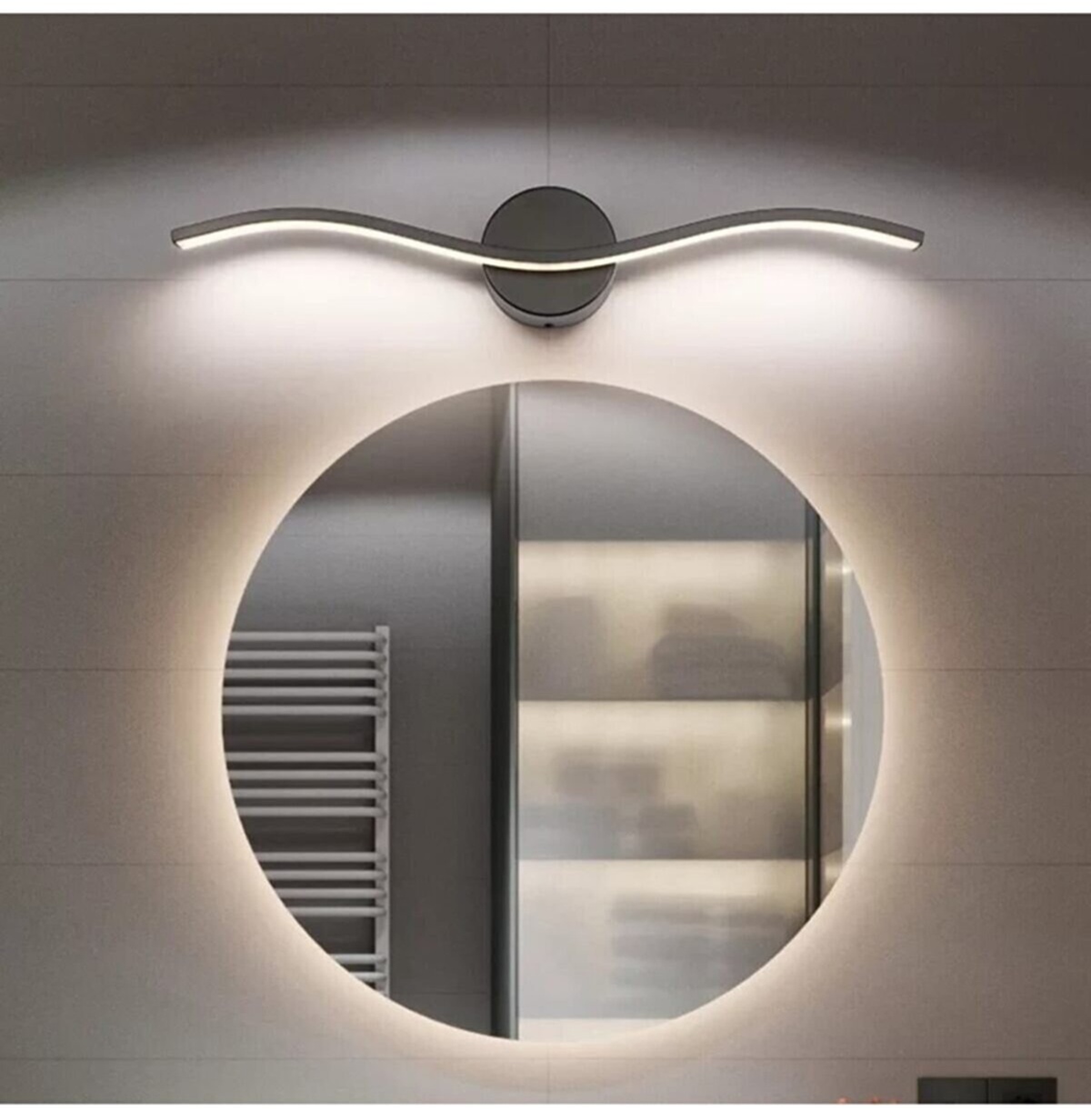 Fer Avize Diana Modern Tasarım Siyah Renk Gün Işığı Ledli Banyo - Mutfak - Salon Led Duvar Aplik