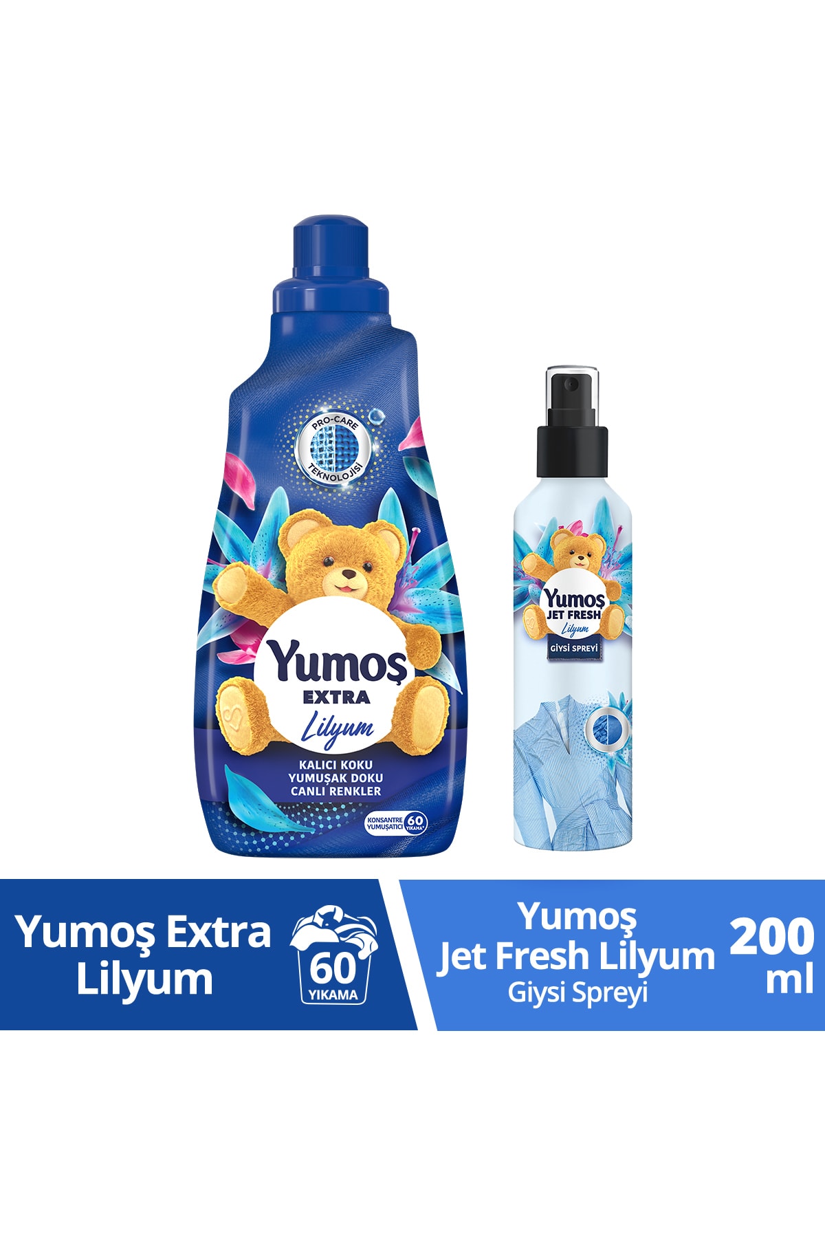 Yumoş Jet Fresh Lilyum 200 ML + Yumoş Konsantre Çamaşır Yumuşatıcısı Lilyum 1440 ML