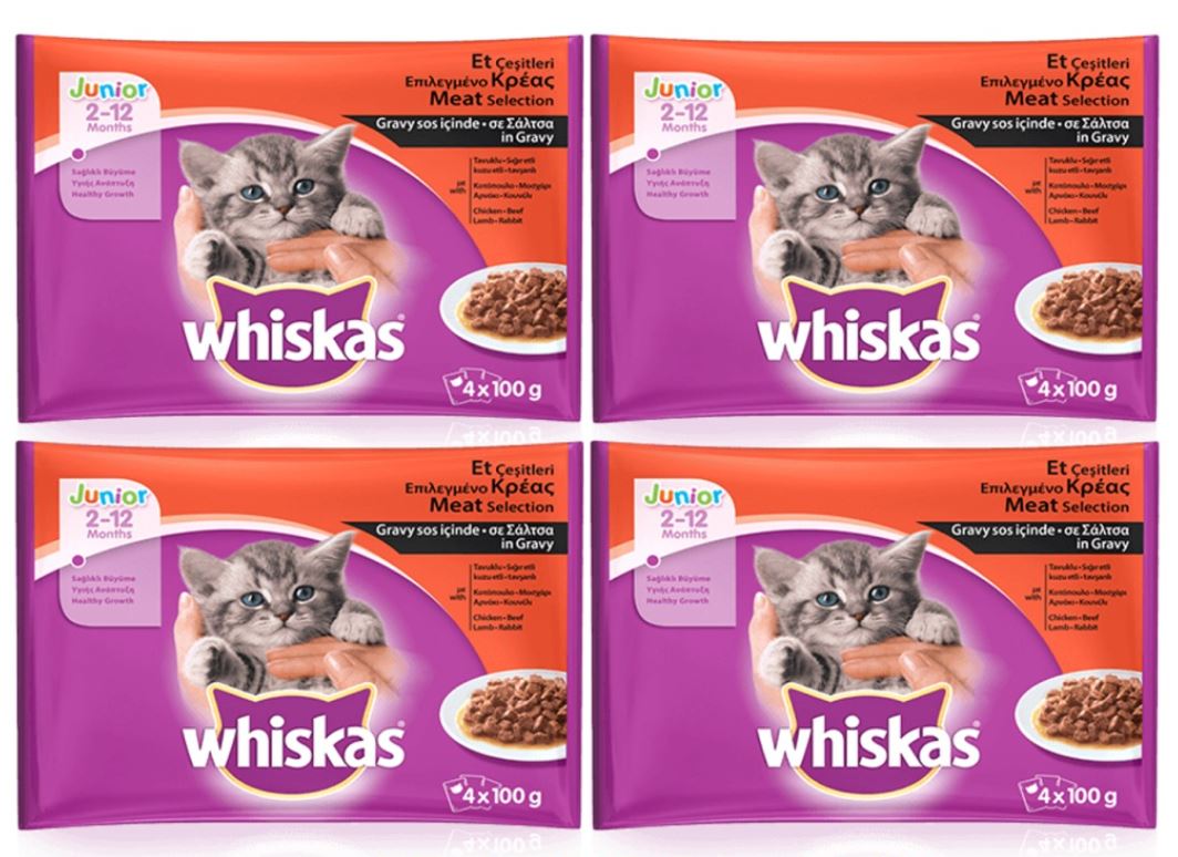 Whiskas Meat Selection Etli Multipack Pouch Yavru Kedi Maması 4 x 100 G 4'lü